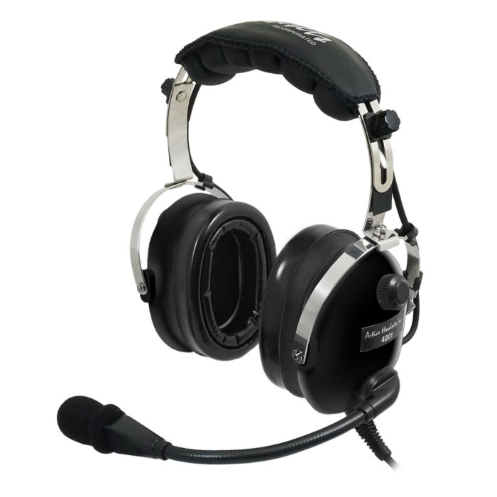 4001 Passive Mono Stereo Aviation Headset Side Black Gloss